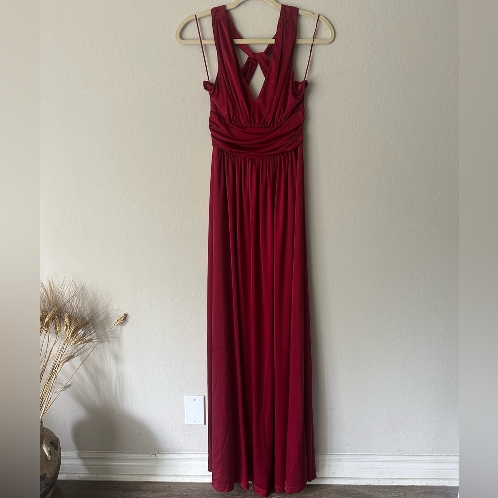 Express Wedding Formal Holiday Party Maxi Gown Dress in Burgundy Red Small NWT - Picture 3 of 12